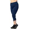 Merry Style Leggings Capri da donna a 3/4 in cotone con pizzo MS10-458, Blu mare, 6XL plus