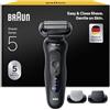 Braun Serie 5 Rasoio Elettrico Barba, Wet&Dry, Regolabarba Uomo, Rasoio Barba, 50 Min Di Utilizzo, +2 Accessori, Senza Fili, 100% Impermeabile, Regolabarba Braun, 52-N1650SI, Nero