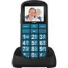 CHAKEYAKE Telefono Cellulare per Anziani, GSM Dual SIM Cellulare con Base di Ricarica, Volume Alto, Tasti Grandi, Funzione SOS, Chiamata Rapida, Blu