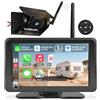 URVOLAX Telecamera auto retromarcia wireless E Apple CarPlay/Android Auto portatile da 7 pollici, Batteria 10.000mAh con Solare, Visione Notturna Impermeabile per Camion,Camper (Primo Dell'Industria)