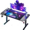 Himimi Scrivania Gaming 180×70cm,Tavolo Gioco Ergonomica,Postazione con Piano del Tavolo in Fibra di Carbonio, Scrivania per Computer con Porta Bicchiere e Ganci per Cuffie 180×70×80cm, Nero