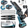 RINOXAR Mini Motosega a Batteria, 8 Pollici Motosega Elettrica Brushless con 8000mAh Batterie 1200W, Sega a Batteria per Potatura con Pompetta Olio, per Potatura, Artigianato e Progetti FAI DA TE