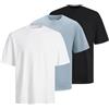 JACK & JONES Loose Tee 3pk MP Jjhugo SS Crew Neck-Maglietta a Maniche Corte, 3 pz, Celestial Blu, S (Pacco da 3) Uomo