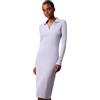 Calvin Klein Donna Abito a Polo Woven Label Midi a Costine, Blu (Casual Blue), XL