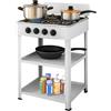 Staylux Cucina 4 Fuochi GPL con 2 Ripiani, Libera installazione per uso esterno ed interno, Colore Bianco, Dimensioni 49x49xh82,3 cm