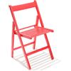 C-line Set 4 pezzi Sedia pieghevole in legno di faggio, Chiudibile a libro, Salva spazio, Colore Rosso, Modello Liberty