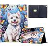Bxithnr Custodia per iPad 9a Generazione 2021/iPad 8a Gen 2020/iPad 7a Gen 2019, Sottile Leggero Cover Protettivo Supporto Modello di Colore Case con Auto Sveglia Sonno per iPad 10.2 Pollici, Cane Bianco