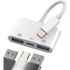 Kefiany Adattatore USB-C a USB A Cavo OTG 3 in 1 per Apple IPhone15 Pro Max Plus per iPad Pro Air4/5 Mini6 Macbook Tipo C Convertitore Porta di Ricarica Thunderbolt Charge Dongle Mouse Flash Drive Accessori
