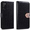 ZCDAYE Custodia per Samsung Galaxy A51, Luxury Bling Glitter [chiusura magnetica] PU pelle Flip Wallet [Love Diamond Fible] [Slot per sche][Cavalletto] Cover morbida TPU per Samsung Galaxy A51 - Nero