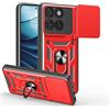 HONLEN Custodia Adatta per Motorola Moto g86 5G (6.67 Inches), Cover per PC Armor Anello kickstand con Base Magnetica - Rosso