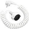 Comius Sharp Cavo a Spirale con Contatto di Protezione, Cavo di Prolunga Schuko, Cavo di Prolunga (250V/16A), IP20, Estensibile da 0,6m a 3M, con Spina Schuko e Frizione (Bianco)