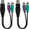 Xevtrak Adattatore PS/2 a USB, convertitore attivo PS2, cavo adattatore tastiera mouse, set di 2 pezzi, nero 0,2 m, doppia femmina a USB maschio, non adattatore HDMI
