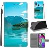 KENHONER Custodia per Samsung Galaxy A40, Barca | Portafoglio Pelle PU, Magnetica, Resistente Agli Urti, Scomparto Carte Credito, Pieghevole, Flip Libro, Motivo