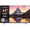 FPD Smart TV 43 Pollici TV 4K UHD Google TV Schermo Piatto 60Hz Cinema