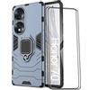 ESTH® Custodia per Honor 70 con 2 Pezzi Pellicola Protettiva, 360° Rotante Staffa [Compatibile con Supporto Magnetico per Auto], Cover Paraurti PC+TPU, Blu