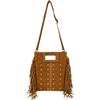 Jeamis Borsa a tracolla in pelle scamosciata con frange, Leo, Made in Italy