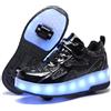 Aizeroth USB Ricarica LED Luci Brillantini Skateboard Scarpe Sportive con Rotelle Retrattile Sneakers Outdoor Multisport Luminose Running Calzature da Ginnastica per Bambini Regalo di Compleanno