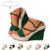 Generic Sandali con zeppa alta da donna con suola spessa casual aperta con cinturino incrociato sandali estivi eleganti larghi in spiaggia vacanze comode traspiranti per l'uso quotidiano
