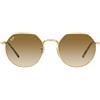 Ray-Ban Occhiali da sole rotondi da donna Rb3565 Jack, Oro/Marrone chiaro sfumato, 55 mm