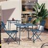 DEGHI Set bistrot con tavolo 70x70 cm e 2 sedie pieghevole in acciaio blu oceano - Faber