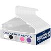 SereneLife 100 Pezzi di Stampelle Armadio Antiscivolo Bianche, Grucce Appendiabiti Salvaspazio con Capacità fino a 2,5 kg
