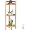 Relaxdays Scaffale Angolare in bambù, 3 Ripiani, per Bagno e Cucina, HLP 90x36,5x26 cm, Salvaspazio, Organizer, Naturale