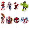 dekora - Cupcake Toppers Spidey - 16 pezzi (8 modelli) - Decorazioni cupcakes e torta, Marvel ufficiale, cartoncino plastificato con stecchini alimentari