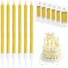 Carehabi 36 Pezzi Candeline Compleanno Lunga Sottile Oro Candele Compleanno 12.5cm