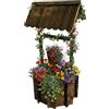 Relaxdays Fontana da Giardino con Vaso piantabile, Secchio & manovella, 114 x 56 x 56 cm, Legno