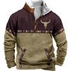 Vhersily 2026 Giacca In Pile Da Uomo Western Cowboy Bull Head Print Pullover 1/4 Cerniera Colletto Alto A Maniche Lunghe Country Felpa Maglione Invernale Harajuku Stampa Con Tasche Morbido Comodi