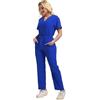 Vhersily Set Di Scrubs Da Donna Con Tasche Multiple Eleganti Divise Mediche Con Fiocchi Slip-On Tunica Top Pantaloni Set Cura Estetista Infermiera Medica Spa Autunnale Invernale Completi Per La Casa
