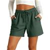 Generico Pantaloncini Donna Estivi Bermuda in Lino E Cotone - Pantaloni Corti Eleganti Vita Alta con Coulisse Elastico Tasche Gamba Larga Larghi Baggy Curvy Leggeri Comodi per Spiaggia Mare Casual