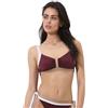 Lovable Parte Alta del Costume | Reggiseno Senza Ferretto | Coppe Leggermente Imbottite Estraibili | Shiny Colour Block Donna, Vinaccia Bianco e Bronzo 34C - 3C