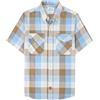 Dubinik® Camicia bambù Camicia Uomo Maniche Corte Regular Fit Casual Quadri Taschino Traspirante Camicia Maniche Corte Uomo Blu e Kaki L