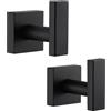 Angle Simple Gancio per asciugamani da bagno, 2 pezzi, in acciaio inossidabile, porta asciugamani da bagno, portasciugamani da mano, gancio quadrato resistente per montaggio a parete, nero opaco