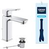 GROHE Dice Rubinetto Miscelatore monocomando per lavabo con piletta click-clack (M-Size 172 mm, cartuccia ceramica 28 mm, risparmio idrico, facile da installare), cromo, 1018320000