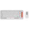 Logitech POP Icon Combo - Set tastiera e mouse - senza fili - Bluetooth LE - QWERTY - Internazionale USA - Bianco sporco, arancio