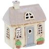 Home of Christmas Casa delle luci | Casetta per candeline | Casa delle luci | Portacandeline | Portacandele | Ceramica (Beige/Grigio 15x14x8 cm)