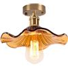 DLGLOLIN Lampada da soffitto in vetro, illuminazione da soffitto vintage fiore creativo, paralume in ambra vetro interno a sospensione, E27 lampadario per camera da letto, cucina, corridoio
