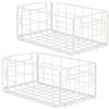 JMYDecor Cesto Metallico portaoggetti,2 Pezzi Pieghevole Rettangolare cestini portaoggetti in filo, Rete Cestino portaoggetti trendy per il bagno,cosmetici, cancelleria, Metallo, 35 x 21,5 x 16 cm, Bianco