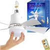 JIABAOZ Ventilatore Da Soffitto Con Luce LED Lampadina Ventilatore Attacco E27 Silenzioso Telecomando 3 Velocità Vento 3 Tonalità Luce Dimmerabile Per Camera Cucina Guardaroba Garage (Bianco)