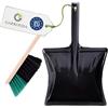 Garronda Set Scopa e Paletta con Manico in Metallo per Pulizie domestiche, Balcone e Giardino, per Uso Interno o Esterno, Adatto Come Accessorio Camino GD-0172 (Nero/Verde + Nero)