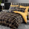 Pamposh Set copripiumino Copripiumino reversibile in microfibra spazzolata di alta qualità - Set di biancheria da letto ipoallergenico (Oro, (260 x 220) + 2 x (50 x 80))