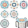 COEWUR 6 Pezzi di Sottobicchieri per bevande in ceramica sottobicchieri assorbenti con supporto in metallo modelli di mandala per bicchieri tazze caffè cucina bar