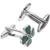 Healvian 2 gemelli verdi a forma di quadrifoglio da uomo in lega con smalto raffinato, versatili accessori per San Patrizio per occasioni formali e casual, comodi
