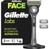 GilletteLabs Rasoio A Mano Libera Con Barra Esfoliante, 1 Manico + 3 Lametta Di Ricambio, Include Base Magnetica Premium