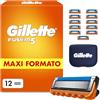 Gillette Lamette Fusion 5, 12 Cartucce per Rasoio Barba Uomo, Multicolore