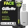 Gillette Labs Rasoio Uomo, con 5 Lamette da Barba di Ricambio, Base Magnetica e Barra Integrata Elimina Impurità Pelle, Rasatura Facile, Comfort Ottimale, Custodia da Viaggio, Nero, Idea Regalo