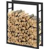 Laneetal Legnaia per Esterno e Interno, Portalegna da Interno 100x80x25cm, Porta Legna Accanto al Camino, Scaffale in Metallo per Legna da Ardere, Nero