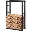 Laneetal Legnaia per Esterno e Interno, Portalegna da Interno 100x60x25cm, Porta Legna Accanto al Camino, Scaffale in Metallo per Legna da Ardere, Nero